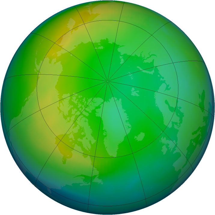 Arctic ozone map for December 1990